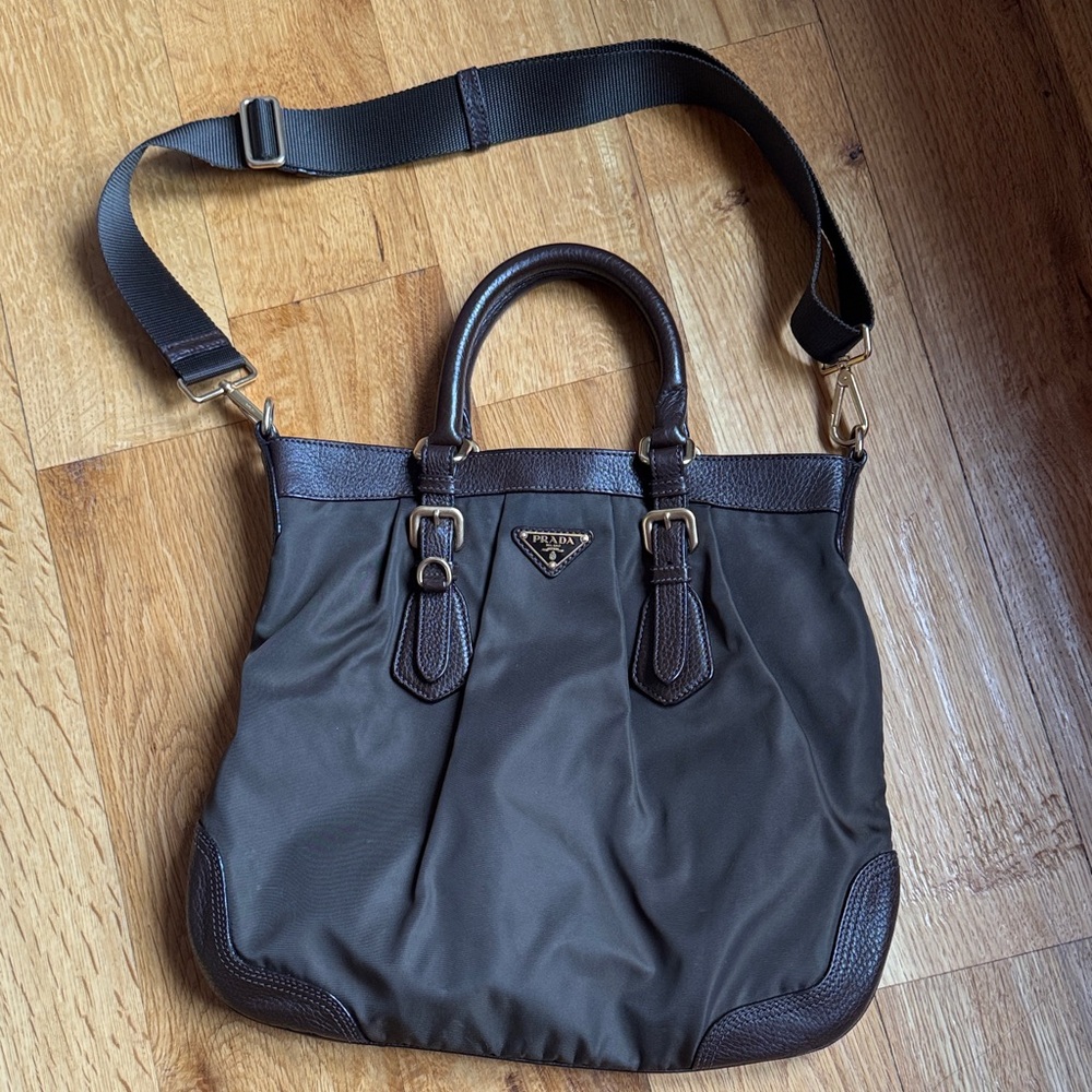 Prada Tessuto Brown Satchel Bag